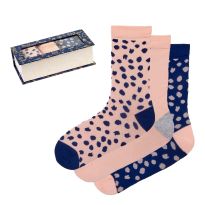 Pink and Navy 3pk Socks Gift Box
