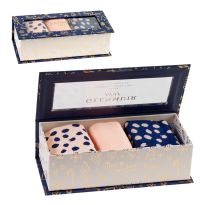 Pink and Navy 3pk Socks Gift Box