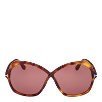 Tom Ford Women's Havana/Rose Gold Tom Ford Sunglasses 64mm