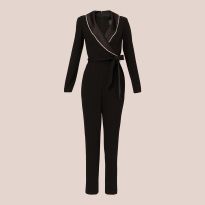 CRYSTAL TRIM TUXEDO JUMPSUIT
