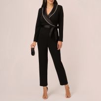 CRYSTAL TRIM TUXEDO JUMPSUIT