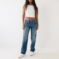 Blue Ricki Relaxed Straight Stretch Jeans