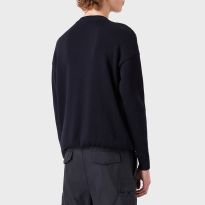 Navy Rope Wool Blend Jumper