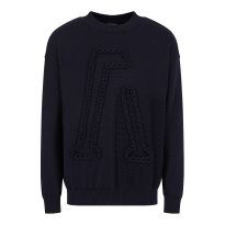 Navy Rope Wool Blend Jumper