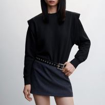Black Shoulder Pad Detail Jumper