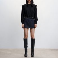 Black Shoulder Pad Detail Jumper