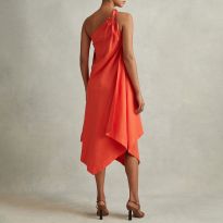 Orange Jeanne One Shoulder Linen Blend Dress