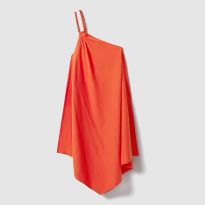 Orange Jeanne One Shoulder Linen Blend Dress