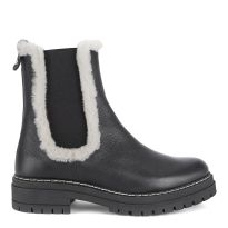 Black Leather Faux Fur Boots