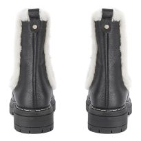 Black Leather Faux Fur Boots