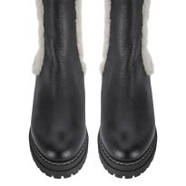Black Leather Faux Fur Boots