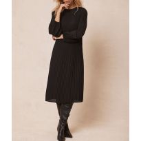 Dark Grey Pleated Midi Dress