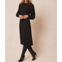 Dark Grey Pleated Midi Dress