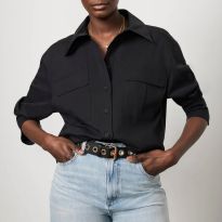 Black Cropped Utility Shirt