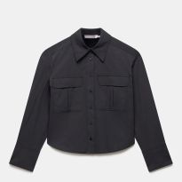 Black Cropped Utility Shirt