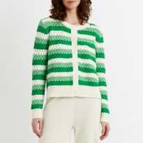 Green Stripe Crochet Cardigan