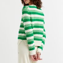 Green Stripe Crochet Cardigan