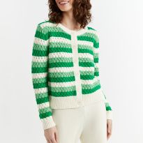 Green Stripe Crochet Cardigan