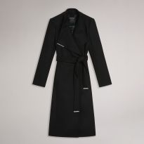 Black Classic Wool Wrap Coat