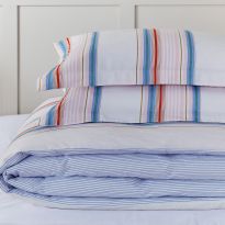 Golden Hour Stripe Super King Cover Set, White