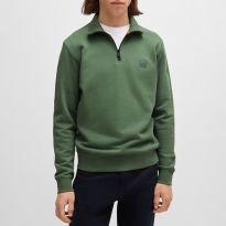 Green Quarter Zip Cotton Sweatshirt