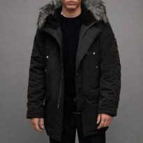 Black Jacobus Cotton Blend Parka Jacket