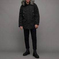 Black Jacobus Cotton Blend Parka Jacket