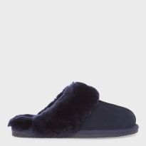 Navy Lillian Suede Slippers