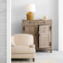 Nora Medium Table Lamp in Yellow Oxide with Linen Shade