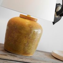 Nora Medium Table Lamp in Yellow Oxide with Linen Shade