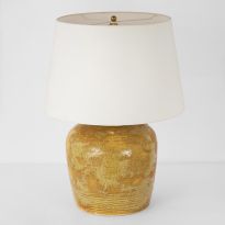 Nora Medium Table Lamp in Yellow Oxide with Linen Shade