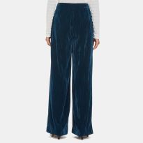 Teal Crushed Velvet Wide Trousers
