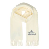White Embroidered Grey Orb Scarf