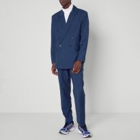 Navy Wool Ankle Trousers