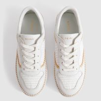 White Lottie Leather Raffia Trainers