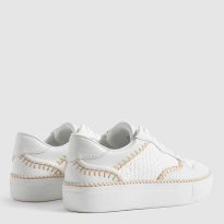 White Lottie Leather Raffia Trainers