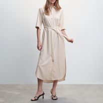 Ecru Bow Shirt Dress