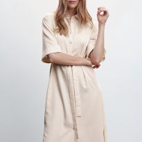 Ecru Bow Shirt Dress