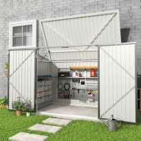 Medium Grey Garden Heavy Duty Steel Bicycle Storage Shed