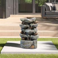 Outdoor Solar-Powered Fountain Rockery with LED Light 31 cm W x 24 cm D x 49 cm H