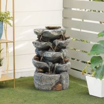 Outdoor Solar-Powered Fountain Rockery with LED Light 31 cm W x 24 cm D x 49 cm H
