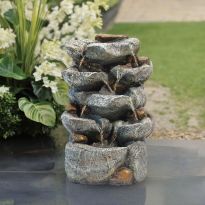 Outdoor Solar-Powered Fountain Rockery with LED Light 31 cm W x 24 cm D x 49 cm H