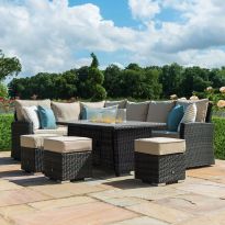 Kingston Corner Dining Set with Fire Pit, Brown