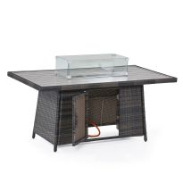 Kingston Corner Dining Set with Fire Pit, Brown