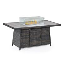 Kingston Corner Dining Set with Fire Pit, Brown