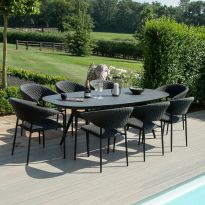 Pebble 8 Seat Oval Dining Set, Charcoal