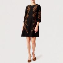 Black/Orange Lynn Embroidered Dress