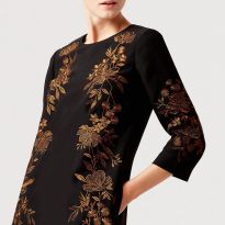 Black/Orange Lynn Embroidered Dress