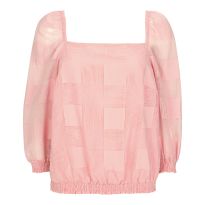 Pink Check Puff Sleeve Top