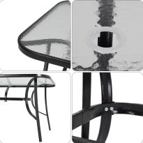 Tempered Glass Outdoor Coffee Table and 2 Set Rattan Chairs